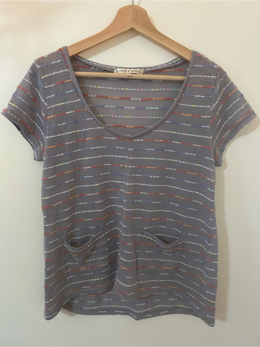 Threads 4 Thought Striped Scoop Neck Pocket Tee M